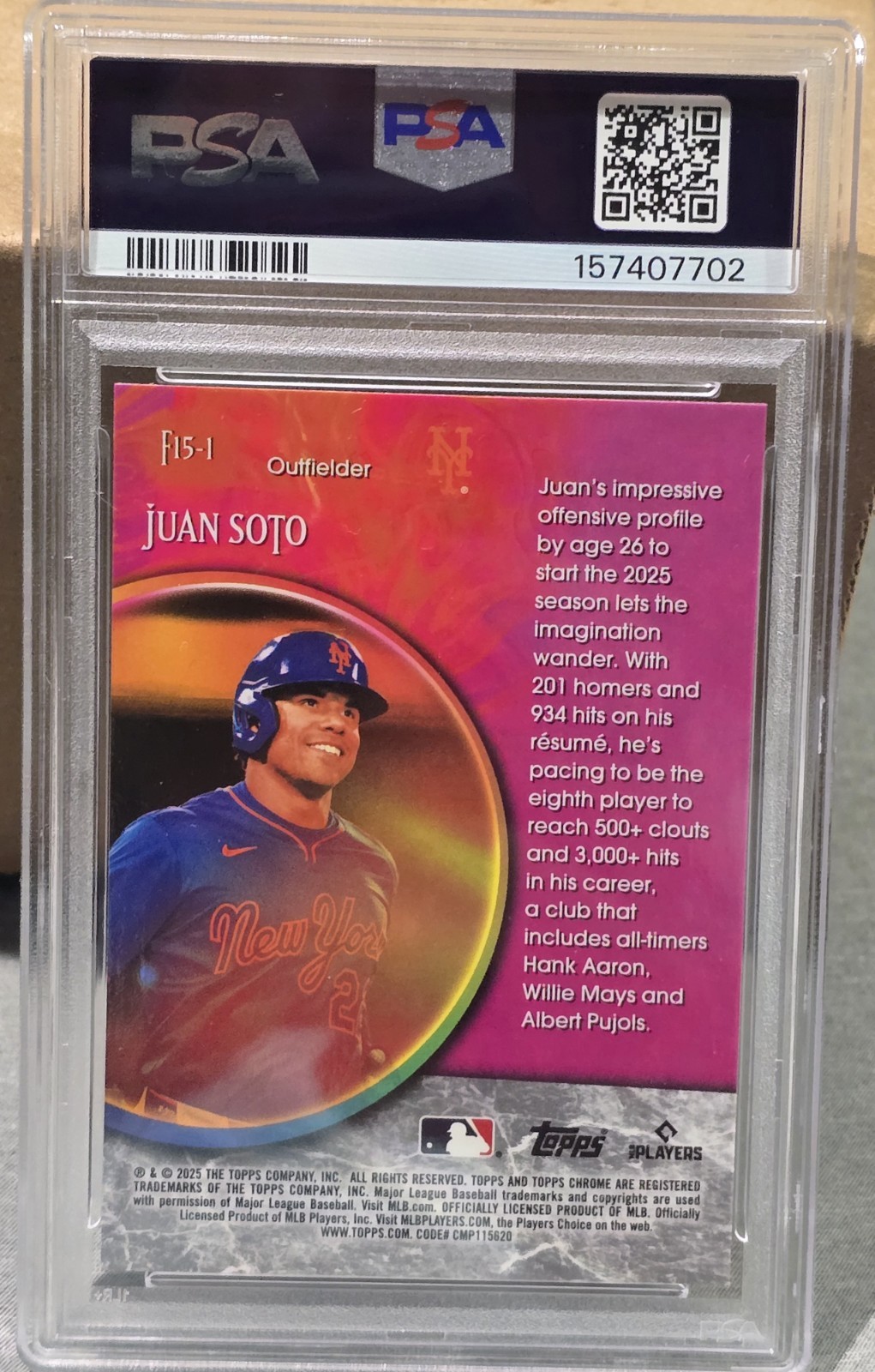 🔥  Juan Soto Fortune 15 2025 Topps Chrome Update #F15-1  NY Mets PSA 10 MInt view 3