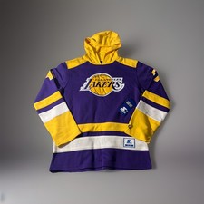 New Starter X Los Angeles Lakers Hockey Style Hoodie Purple/Gold Men  s Medium M