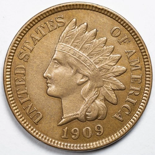 1909 Indian Head Penny Cent AU/UNC Cleaned