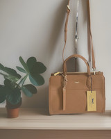 Paul Costelloe Leather Bag Light Brown Crossbody Shoulder Tote Handbag Medium