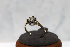 9ct Yellow Gold Diamond & Sapphire Ring - Size L ½ - UK Hallmark