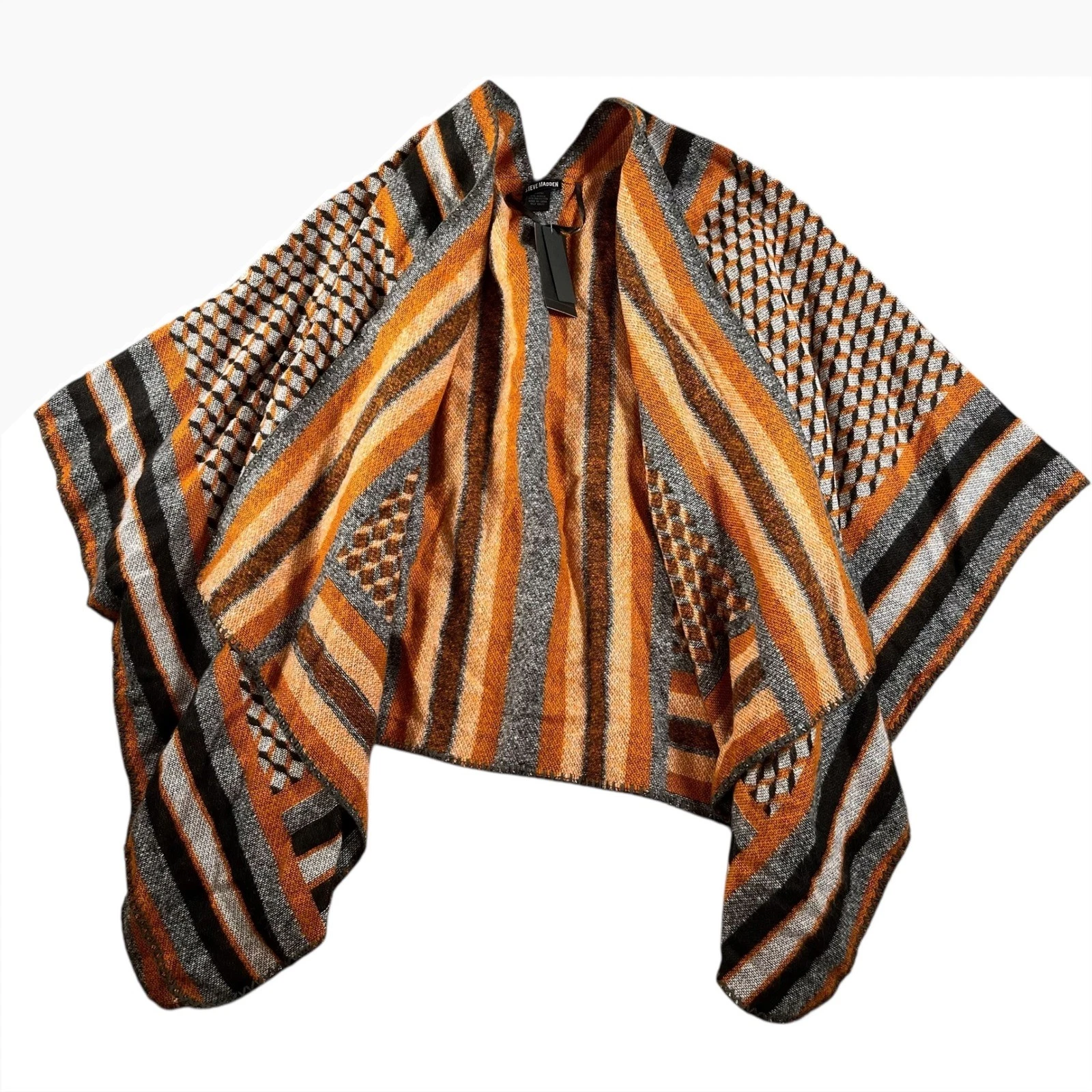 Steve Madden NWT Womens Burnt Orange Poncho Ruana One Size Fits Most