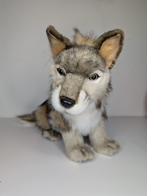 Hansa Soft Realistic Wolf Cub Gray Sitting Plush Portraits Of Nature