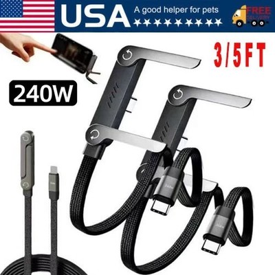 2-in-1 Invisible Holder Charger Cable 240W Fast Charging Cord with Phone Stand