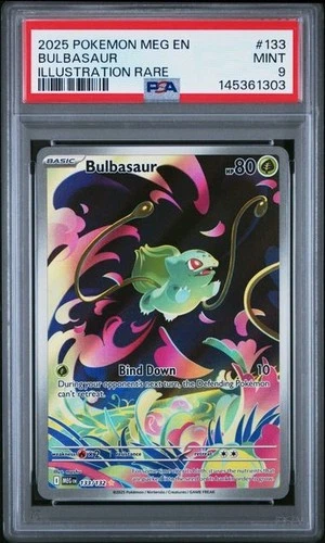 2025 Pokemon Mega Evolution #133 Bulbasaur Illustration Rare IR PSA 9 graded 303