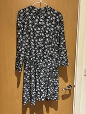 Primark Black and blue Floral Long Sleeve Skater Dress size 12