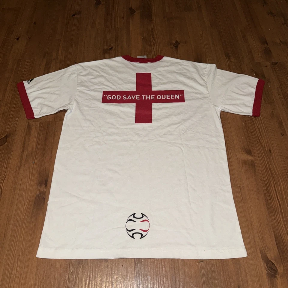 Camiseta de fútbol vintage Adidas Ringer Inglaterra años 90 “God Save The Queen” Grial talla XL Foto 2 de 4