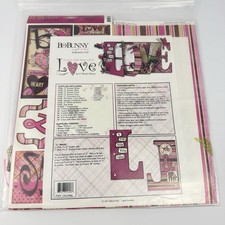 2007 Bo Bunny 6x12" Word Chipboard Album Kit Love Paper Crafting Ribbons