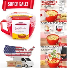 Portable BPA-Free Microwave Bowl for Quick Office Lunch - 16oz Red Surprise