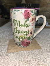 Old East Main Co.floral Coffee Mug with Lid 16 Oz