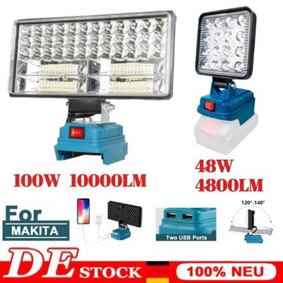 48/100W Li-ion Akku LED Arbeitsleuchte 18V Strahler Licht Taschenlampe FürMakita