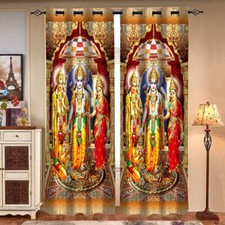 Digital Lord Rama Printed Curtains for Home Set of 2, Size: 4 x 7 Feet US