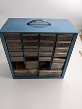 Vintage Metal Bin Screw/ Tool Box Filled With Vintage Transistor Resistors/Parts