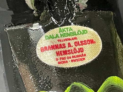 Vtg MCM Dala Horse - Grannas A. Olsson Sweden 6"hx6"l Black Body Orig. Label - Picture 8 of 9