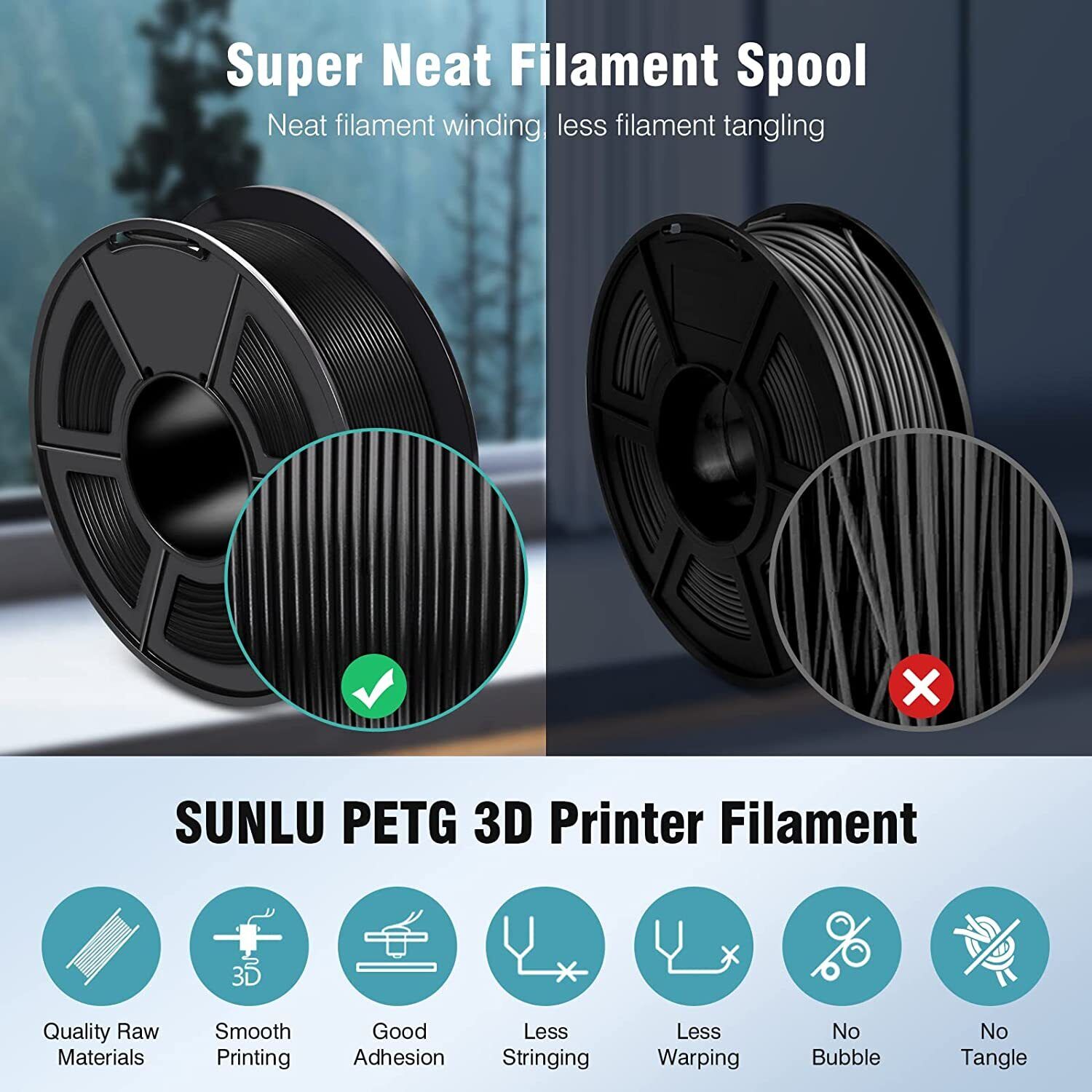 Pièces imprimante,SUNLU PETG 3D Filament pour imprimante 3D