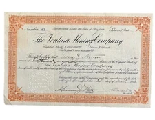 1910 The Venture Mining Co. Stock Certificate #63, (Arizona) - Mary J. Norton
