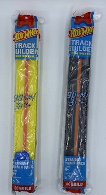 Hot Wheels Track Builder 3 Feet Straight Track 2 Pks, 1 yellow 1 black  NIP