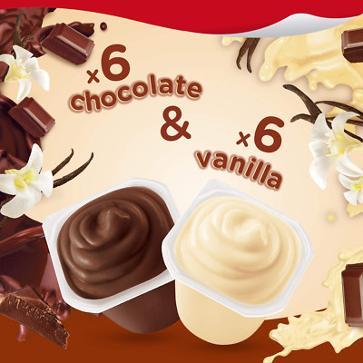 Chocolate and Vanilla Flavored Pudding Cups Family Pack, 12 Count Pudding Cups