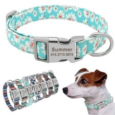 Nylon Personalized Dog Collar Custom Pet Name ID Free Engraved Adjustable S M L