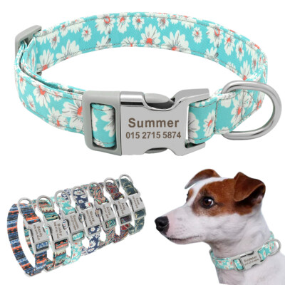 Nylon Personalized Dog Collar Custom Pet Name ID Free Engraved Adjustable S  M L