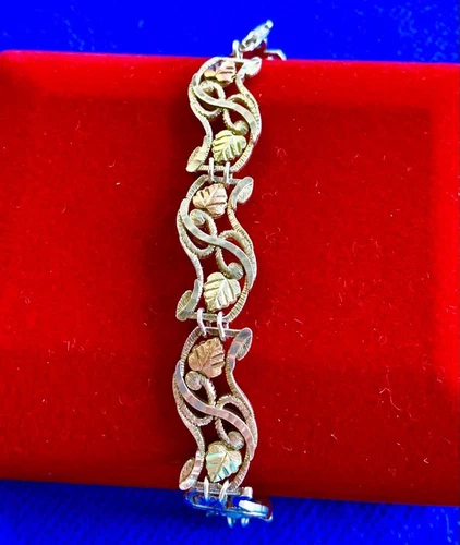 Coleman Co. Black Hill Gold Sterling Silver & 12k Gold Panel Bracelet  (#3-RC4)