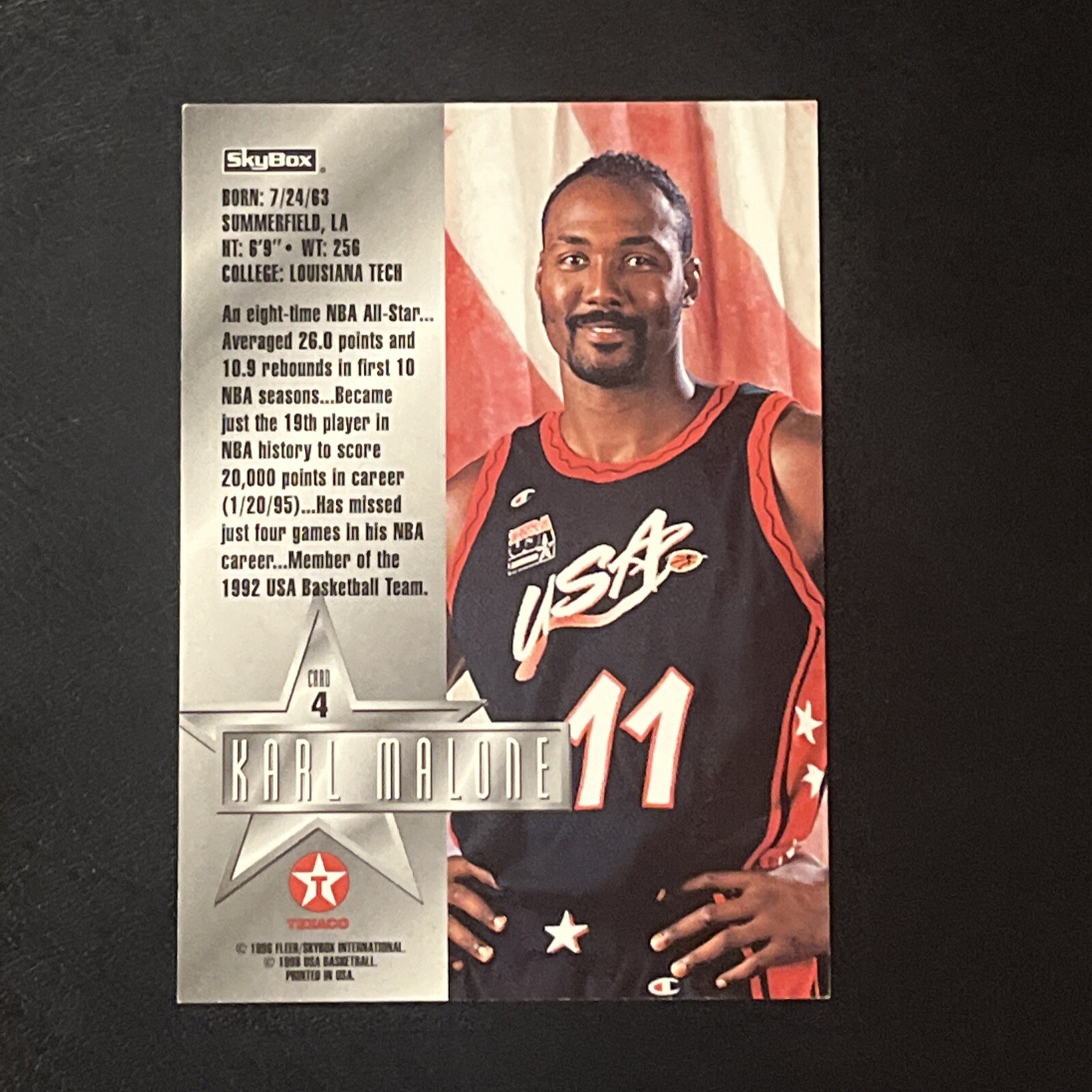 1996 SkyBox USA Texaco Basketball Card 4 Karl Malone eBay