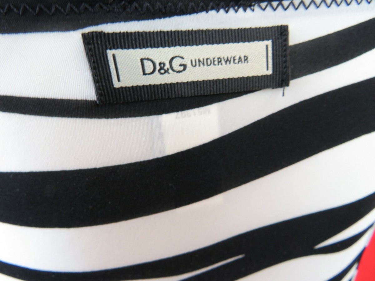 DOLCE & GABBANA M51397 BLACK WHITE ZEBRA LOGO BRA STRETCH