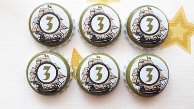 6 Stück Kronkorken / Bottle Caps Piraat triple hop beer Belgien Van Steenberge
