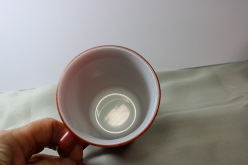 Vintage Solid Orange Rust Mug (s) Corning Pyrex Glass USA White Cup Pumpkin - Picture 4 of 6