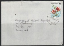 Namibia Cover Otjiwarongo 16.11.2000 Flame lily surcharge to German Embassy