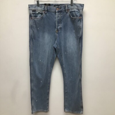 RVCA Rvca Mens New Dawn Fit Classic Straight Jeans Blue Pockets Button Fly 34x31