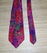 A.TESTONI Seidenkrawatte bordeaux fuchsia grün gemustert