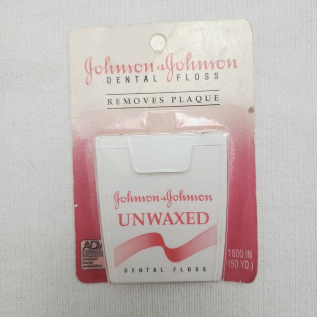 Vintage Johnson and Johnson Dental Floss Unflavored Unwaxed 50 yd Hard