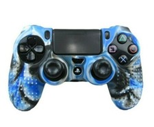 Silicone Grip Blue  Black Shell Cover Non Slip For PS4 Controller