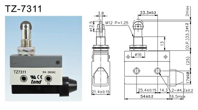 1pc Limit Switch TZ-7311 TZ7311 54X41X22mm IP65 10A 250VAC UL CE