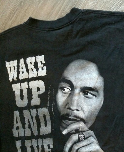 Bob Marley T-Shirt Wake Up And Live Double Sided Graphic T Hip Hop Hippy BOHO - Picture 6 of 9