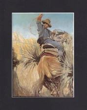 8X10 Matted Print Art Picture Painting, N.C. Wyeth: 1905, Horse Jump Back