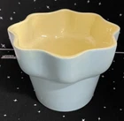VTG Hull Pottery 150 6.5" USA Blue & Yellow Flower Pot Ruffle Top