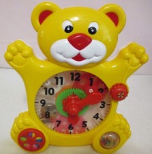 My L'il Bear Clock-Gears-Turn Knob Time Changes-Works-1989-Vintage-As Shown