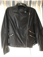Capsule Black Real Leather Biker Jacket Size 20