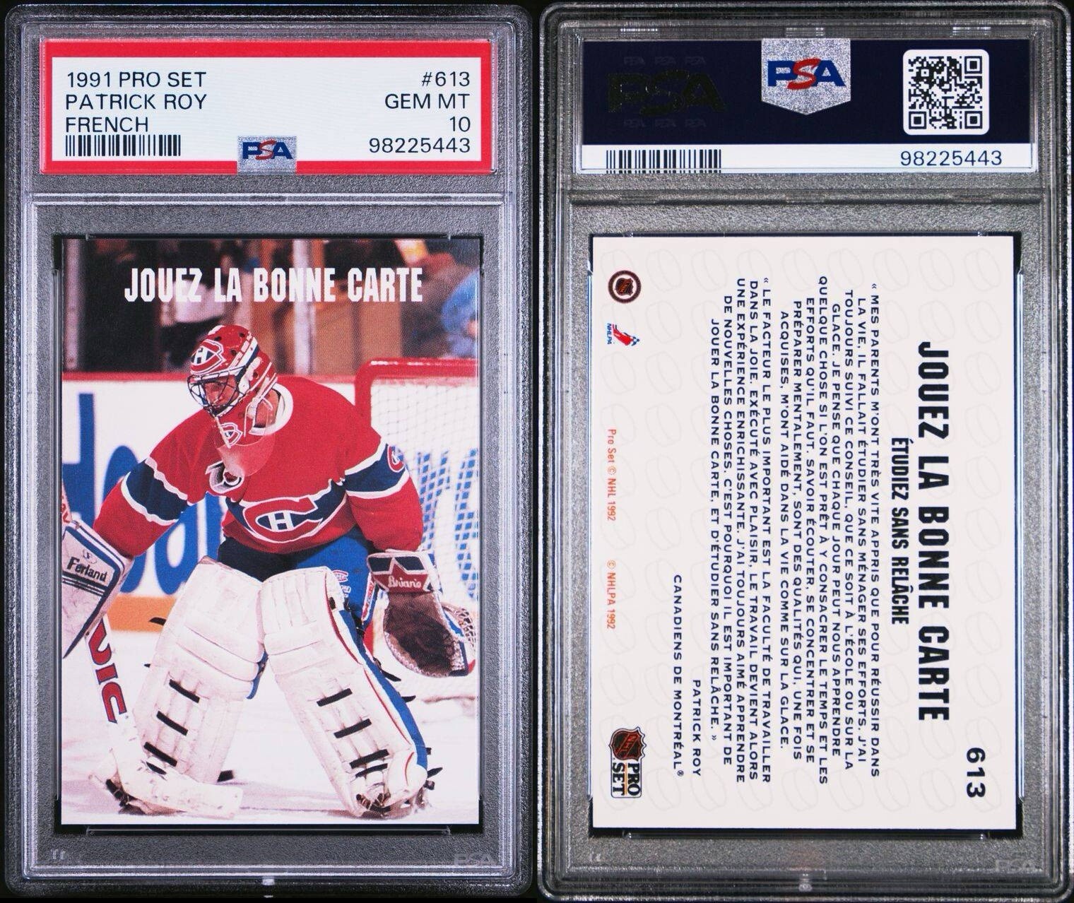 1991 Pro Set French Patrick Roy PSA 10 GEM Mint #613