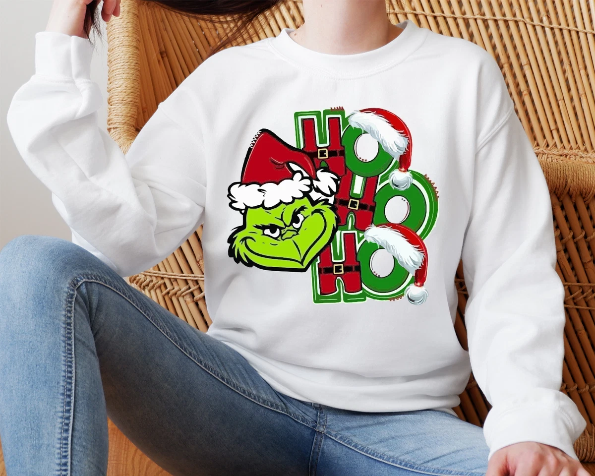 Christmas Sweatshirt Jumper White Grey Black Grinch Adults