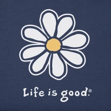 Large NWT Women's Life is Good LIG Daisy Darkest Blue LS Crusher Tee