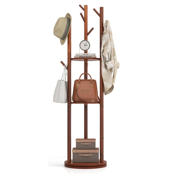 Drehbar GarderobenstäNder KleiderstäNder Flurgarderobe JackenstäNder 9 Haken-image