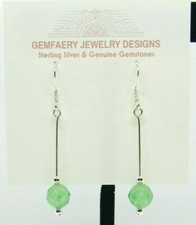 Sterling Silver Faceted Natural EMERALD Dangle Earrings 8230...Handmade USA