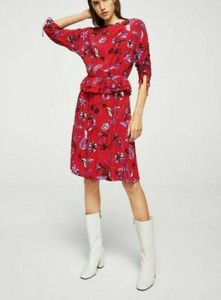 BNWT Mango Red Floral ruched tie sleeve 