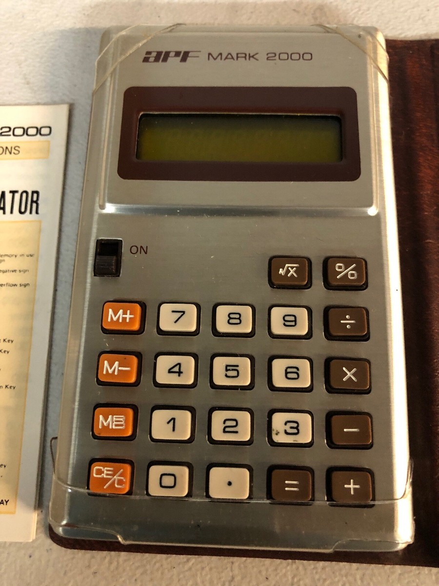 Vintage APF Mark 2000 Super Thin Electronic Calculator With manual