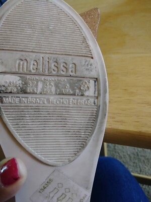 ⭐️⭐️⭐️ Melissa Ultragirl Sweet Bow Flat With Glitter Sz 6 powder light