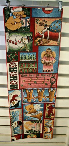 Navidad Borgoña Forrado Papá Noel Muñeco de Nieve Acebo Tapiz Alegre Mesa Corredor 12 X 34 - Imagen 3 de 4