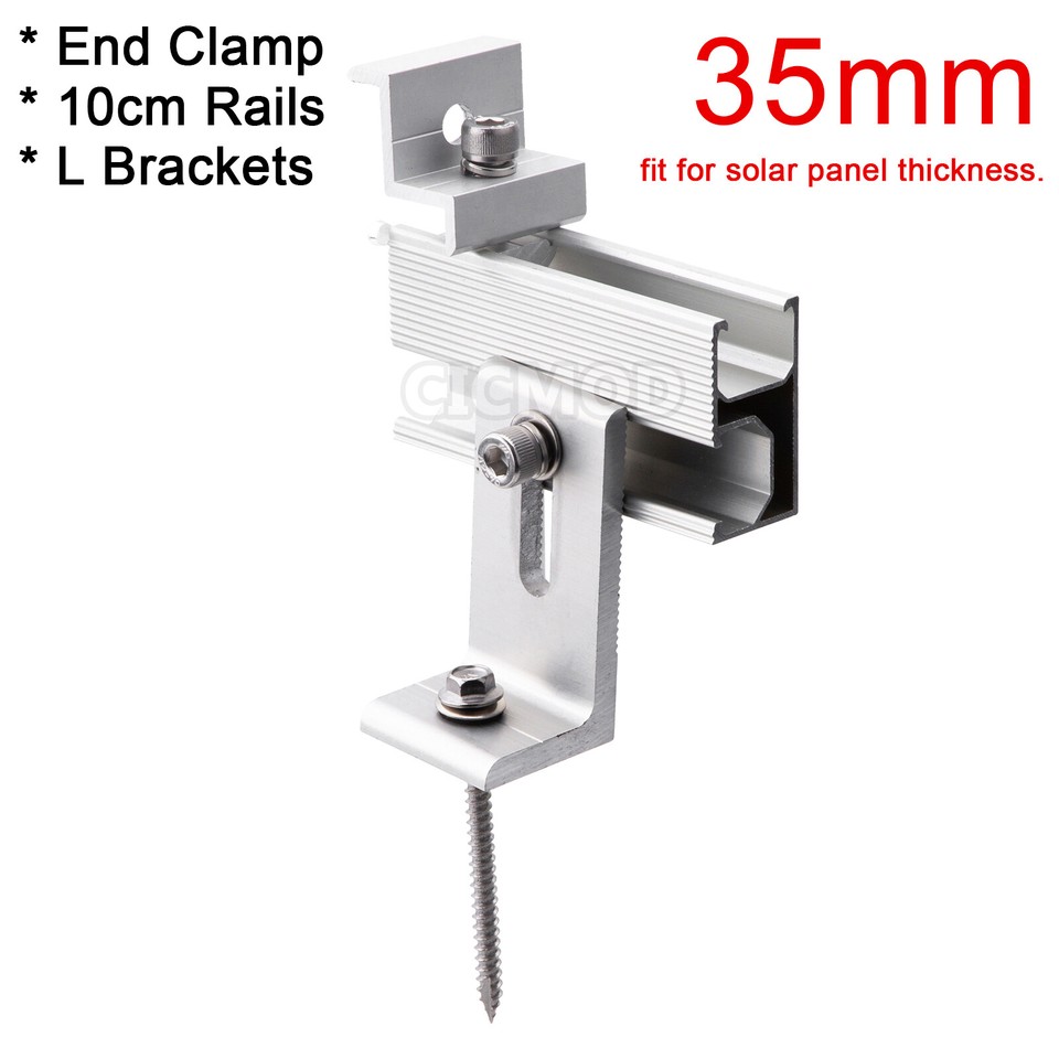 Solar Panel Roof Mounting Rails Bracket Kit Aluminum for 1-5Pcs Solar ...